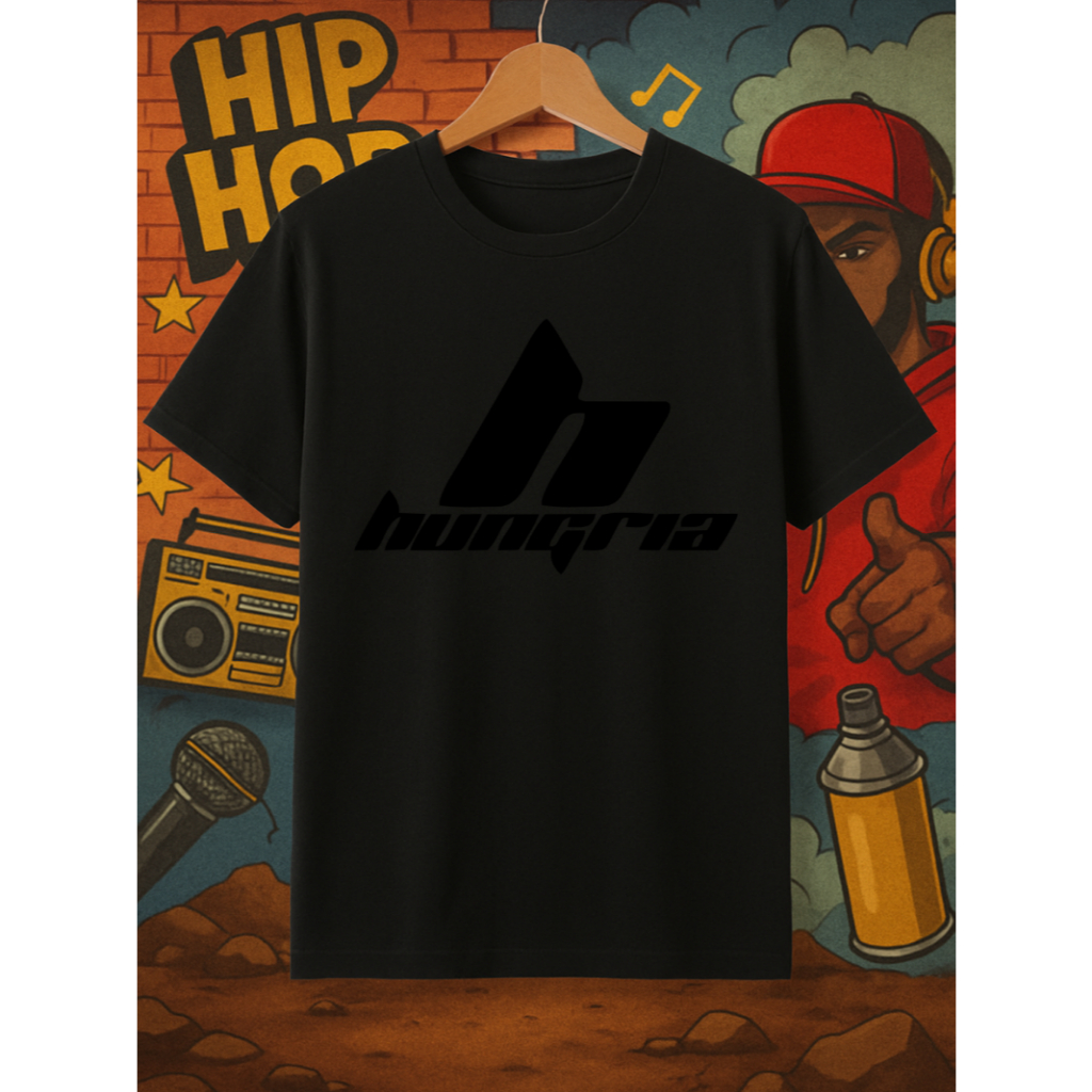 Camiseta Black Hungria Hip-Hop Camisa Black Musica Gola Redonda Unissex Feminino Masculino Algodão Streetwear Casual