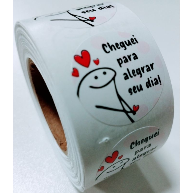 500 Etiquetas Adesivas Cheguei para alegrar seu dia Flork TAMANHO 3 CM em Oferta na Shopee