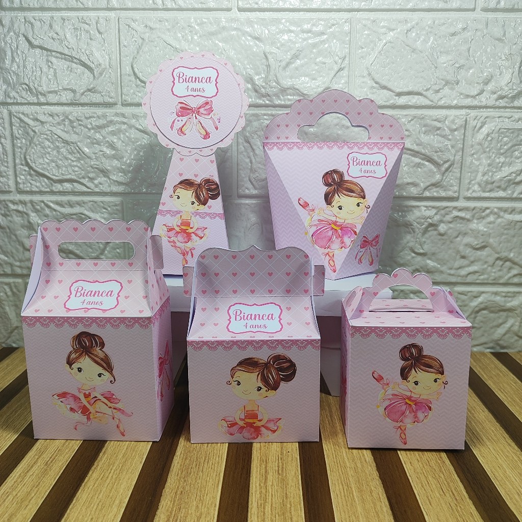 Personalizados PEGUE E MONTE Bailarina rosa lembrancinhas Caixinhas de aniversário para festa