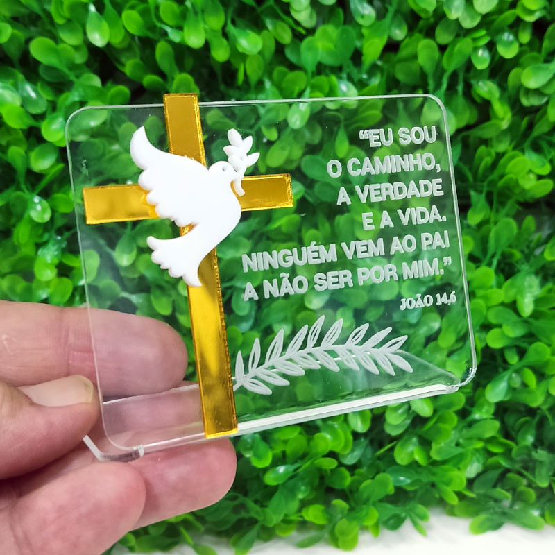 Lembrancinha Primeira Comunhão em Acrílico Personalizada – Modelo Infantil Religioso