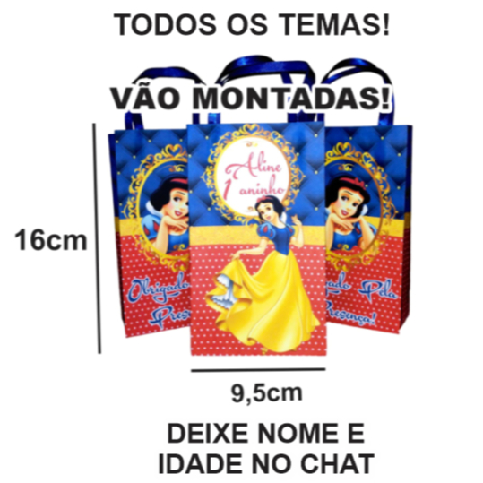 Sacolinhas Personalizadas ,aniversario ,atacado ,kit P 40 a 60  de Papel bolsas Lembrancinhas DE FESTA caixinhas