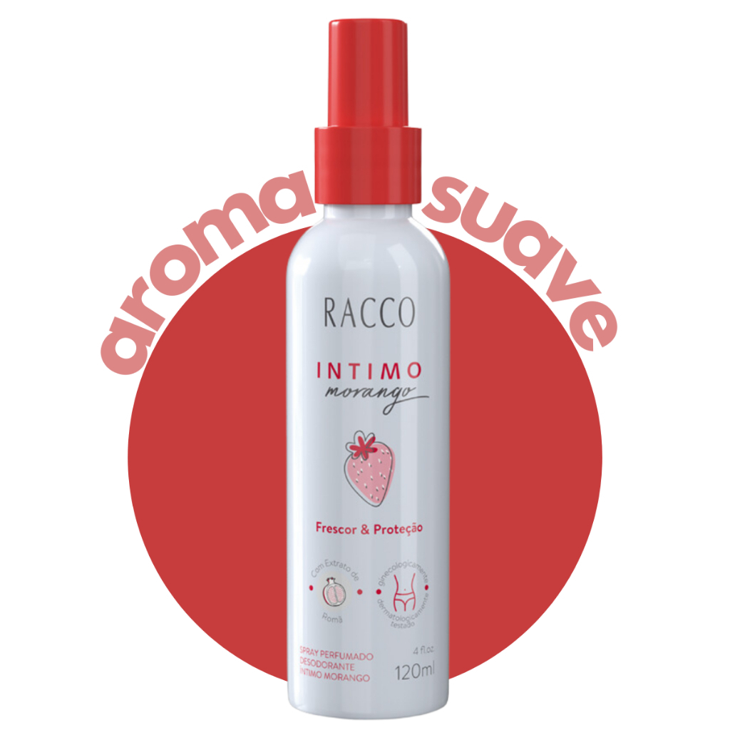 Desodorante Intimo Morango Spray Perfumado Feminino Racco 120ml íntimo Para Virilha Longa Duração