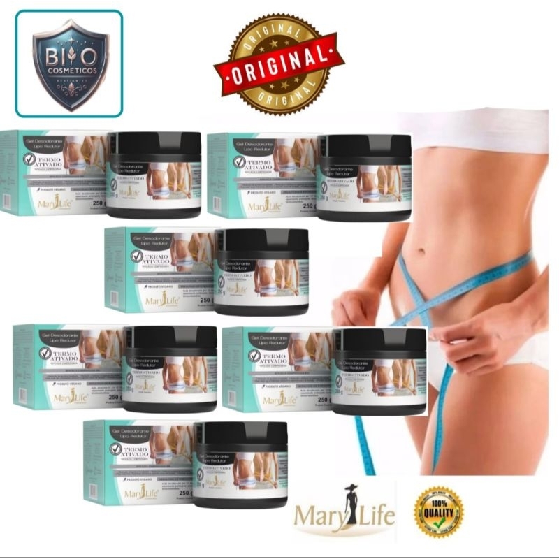 Kit 6 Gel Lipo Redutor Termo Ativado 250gr - Mary Life em Oferta na Shopee