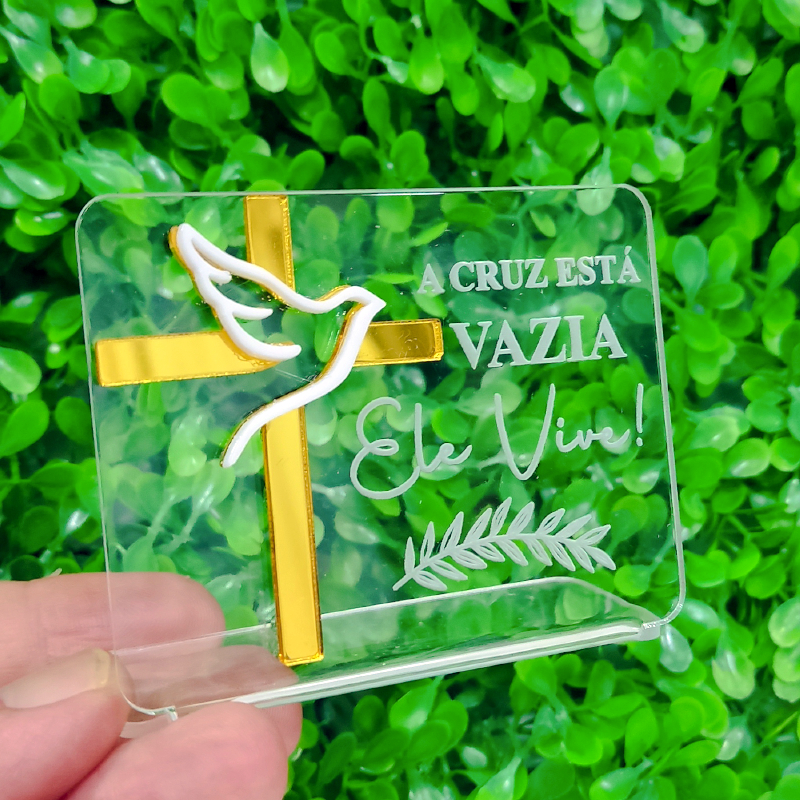 Lembrancinha Religiosa em Acrílico Personalizada para Batizado ou Comunhão