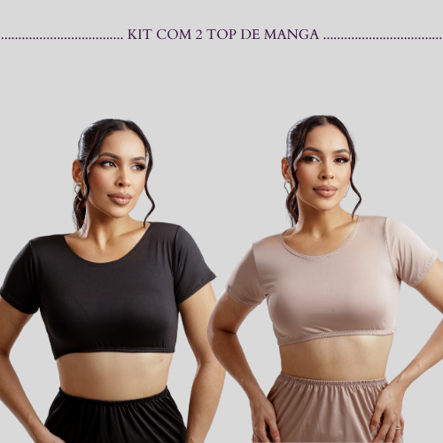 kit com 2 Top De Manga Segunda Pele, Blusa para Usar por Baixo em Oferta na Shopee