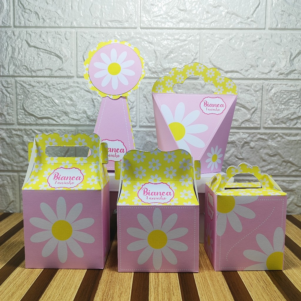 Personalizados PEGUE E MONTE Margaridas lembrancinhas Caixinhas de aniversário para festa
