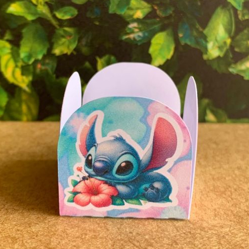 Forminha de doce brigadeiro Personalizada Stitch - 4 pétalas - Festa de aniversário - Lembrancinha
