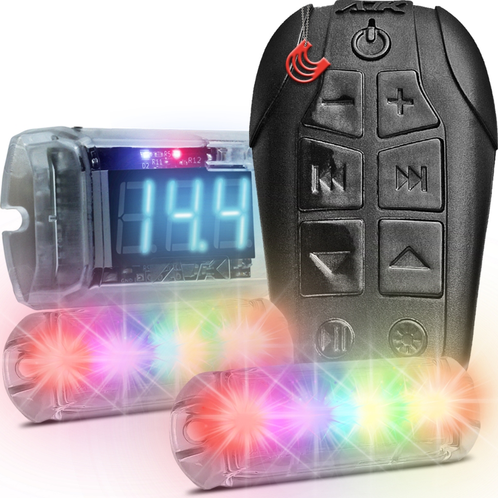 AJK Controle Longa Distância Automotivo Com Led Voltimetro e Strobo - Copiar Clonar Som Pioneer - Spare Parts and Accessories for Vehicles