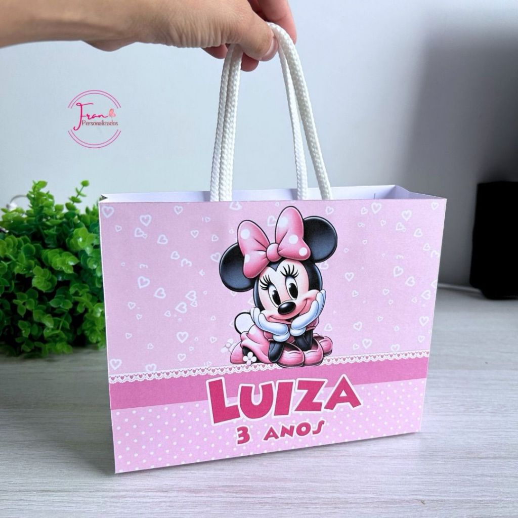 Sacolinha Personalizada Minie Rosa - aniversário - Lembrancinhas personalizadas - festa infantil