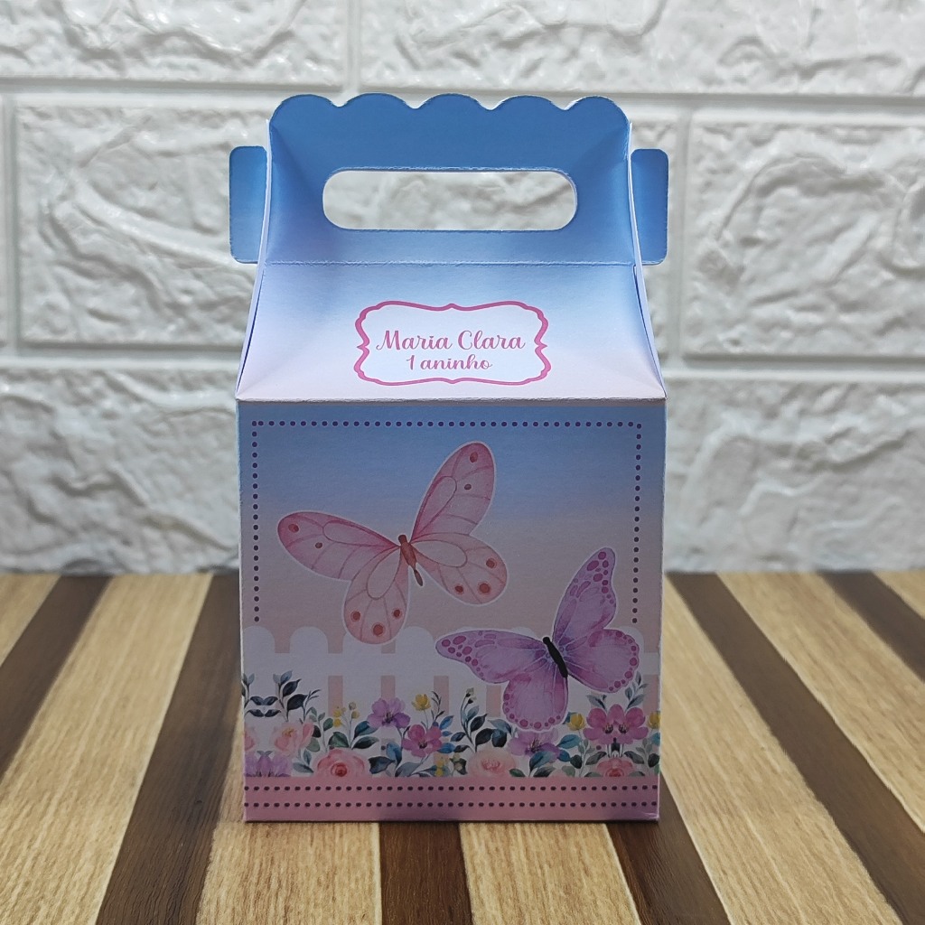 Caixa maletinha personalizada JARDIM DE BORBOLETAS lembrancinha de festas de aniversário personalizados PEGUE E MONTE