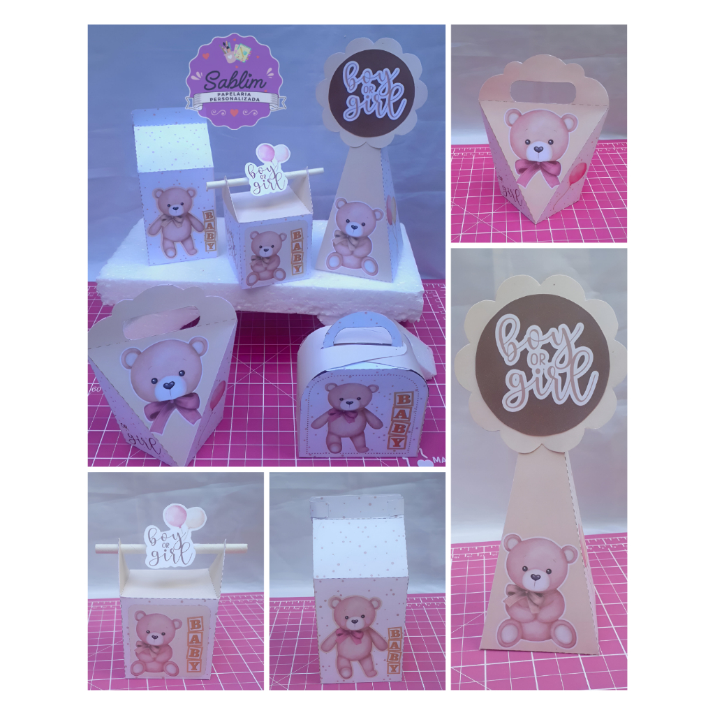 kit personalizado CHÁ REVELAOÇÃO URSINHO/ caixinhas personalizadas/ lembrancinha  CHÁ REVELAÇÃO URSINHO