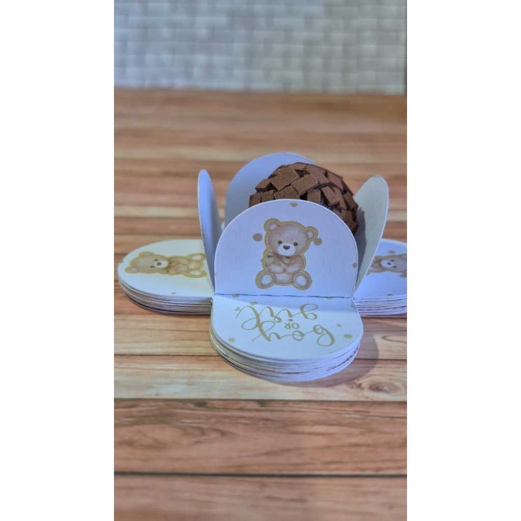 Forminhas Personalizada de Doce 4 Pétalas Chá Revelação –  kit 25 , 50, 100, festa aniversário lembrançinhas