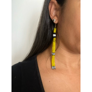 brincos de miçangas amarelo/brinco estilo indígena