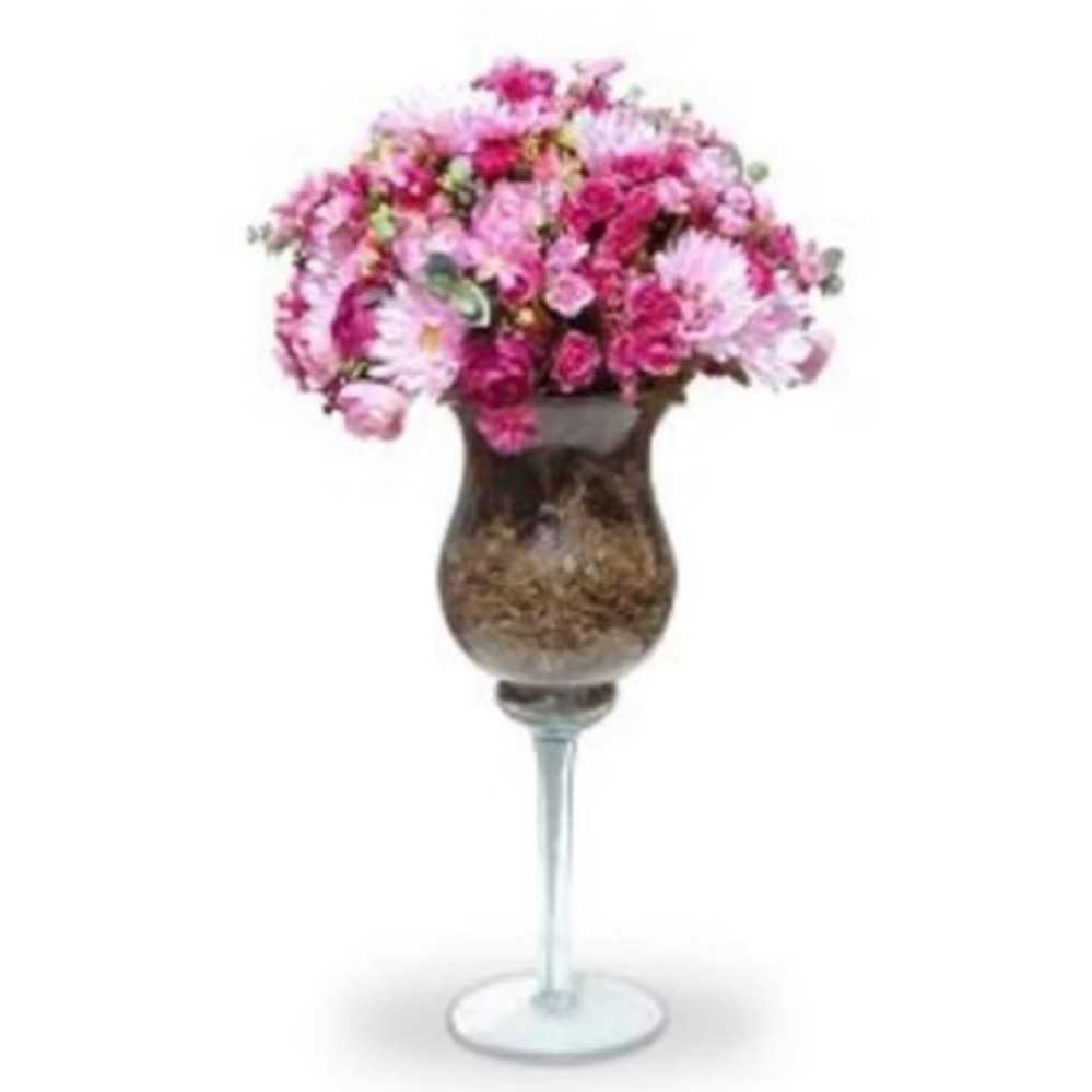 KIT 2 TAÇA NAPOLI DE VIDRO VASO DECORATIVO