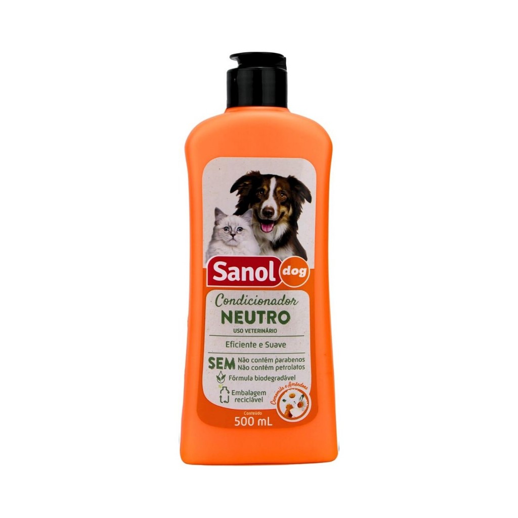 CONDICIONADOR NEUTRO PARA CÃES E GATOS SANOL DOG 500 ML em Oferta na Shopee