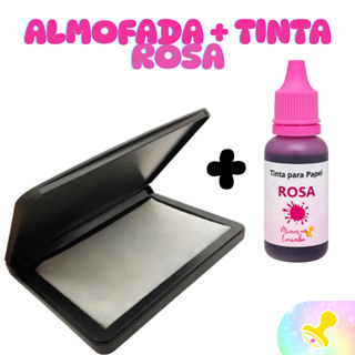 Almofada + tinta carimbo ROSA pink carimbeira carimbos madeira colorida em Oferta na Shopee