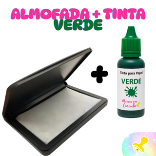 Almofada + tinta carimbo VERDE carimbeira carimbos madeira colorida em Oferta na Shopee