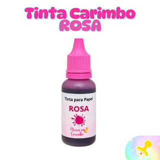Tinta para carimbo ROSA colorida 25ml para papel recarga almofada Carimbeira Alta qualidade em Oferta na Shopee