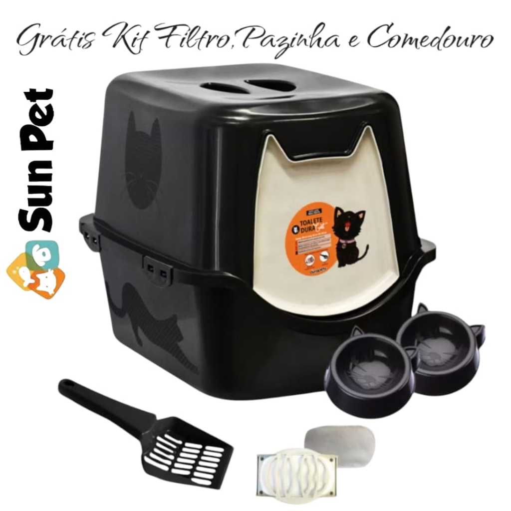 Caixa de Areia para Gato Fechada Kit DuraPets Banheiro Toalete Duracat Gatos Anti Odor em Oferta na Shopee
