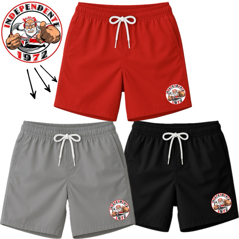 Short tactel elastano torcida independente SP bermuda masculina torcedor.