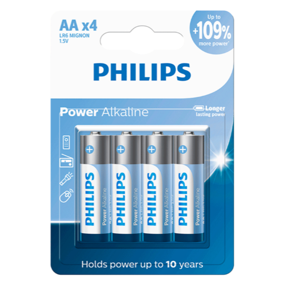 Pilha Alcalina Philips 4 Unidades Tipo AA LR6 Power