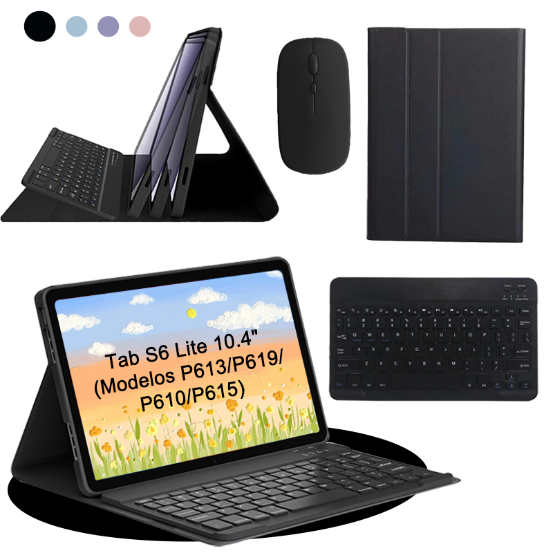 Capa Para Tablet Para Samsung Tab S6 Lite Com Abnt2 Teclado （Com Ç) E Mouse Com Compartimento Para Caneta