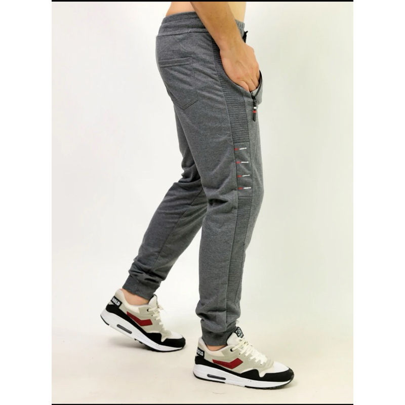 Calça Moletom Masculina Elastico Skinny Slim Sport importado Bolso Com Ziper — imagem 2 de 2