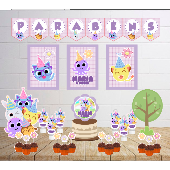 Kit Personalizado Festa Infantil BOLOFOFOS MENINA Decoração Aniversário Mesversário Só Um Bolinho Lembrancinhas