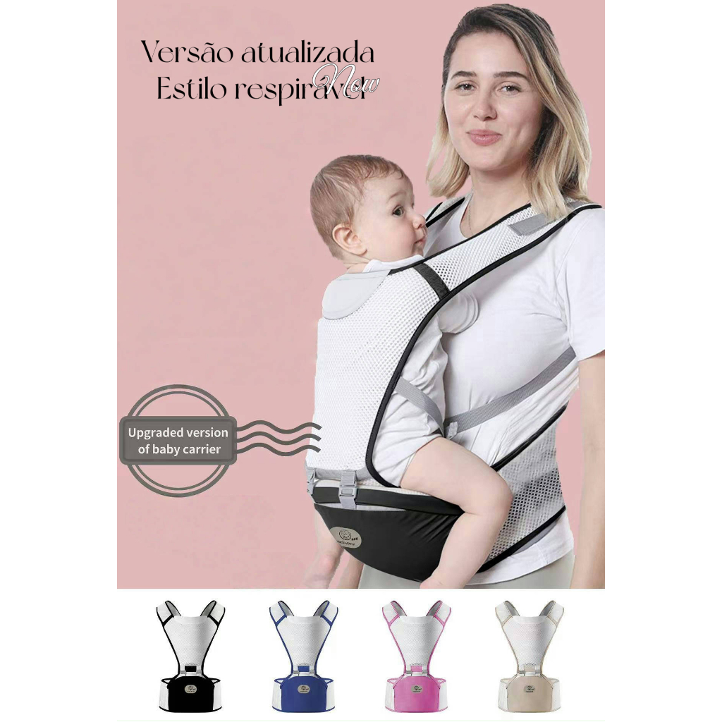 Banco De Cintura Para Bebê Canguru Bebe Passeio Varias Cores Mochila Infantil Hipseat Carrier em Oferta na Shopee