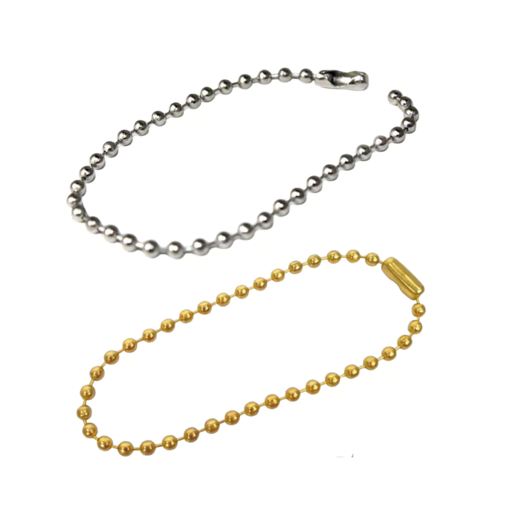 Kit 50 Prata e 50 Dourado Corrente De Bolinha Ferro Com Canoa Tag Chaveiro em Oferta na Shopee