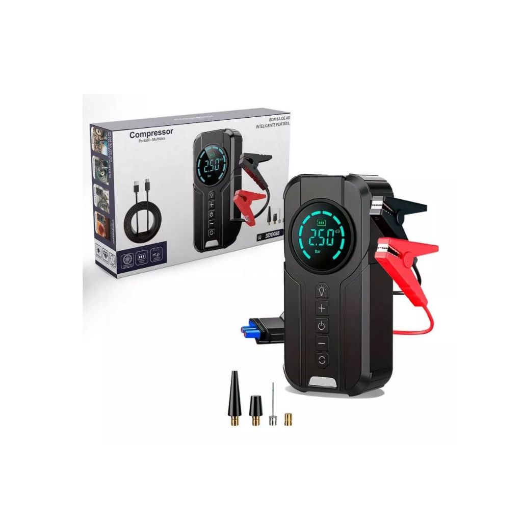 Air Compressor Power Bank Jump Starter Bateria Para 12v Emergência Dispositivo De Partida ...