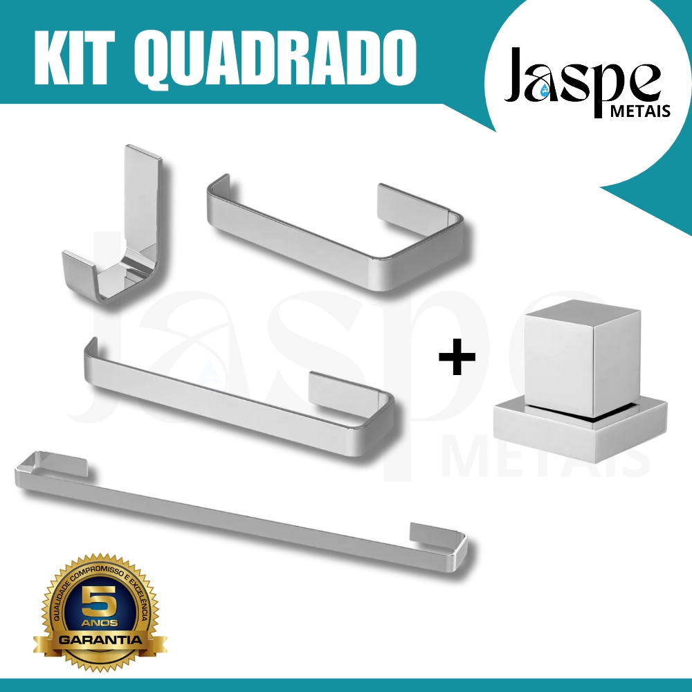 KIT PARA BANHEIRO 5 PEÇAS COM ACABAMENTO PARA REGISTRO DE CHUVEIRO PORTA TOALHA PORTA PAPEL CABIDE em Oferta na Shopee