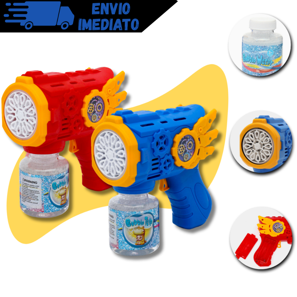Lança Bolhas De Sabão Automática com Luz Brinquedo crianças arma arminha de bolha sabao em Oferta na Shopee