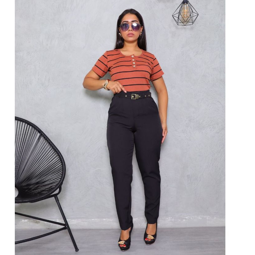 Calça Zara Alfaiataria Feminino Acompanha Cinto Tendencia em Oferta na Shopee