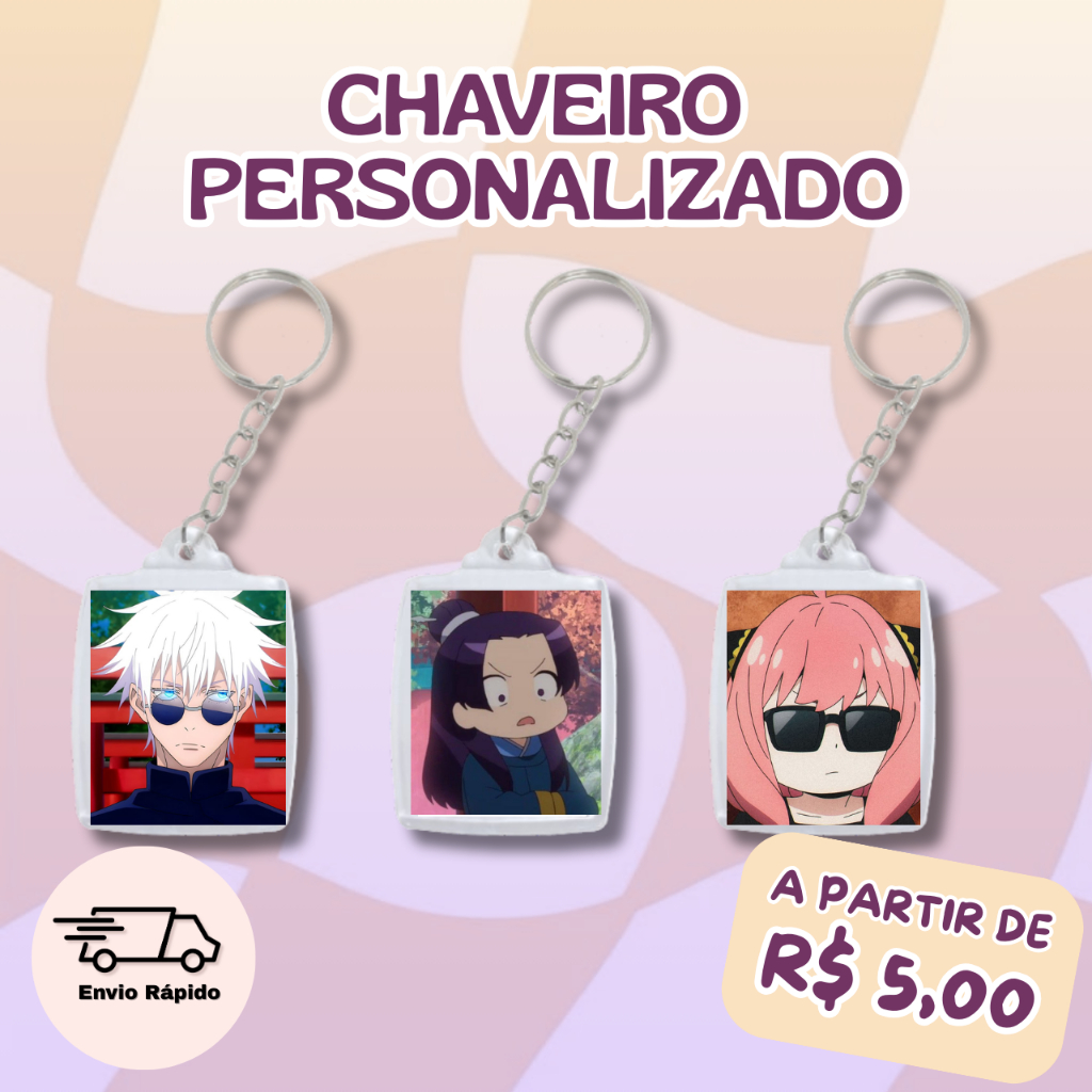 Chaveiro Personalizado Acrílico Anime – Personalize com Seu Personagem Preferido!