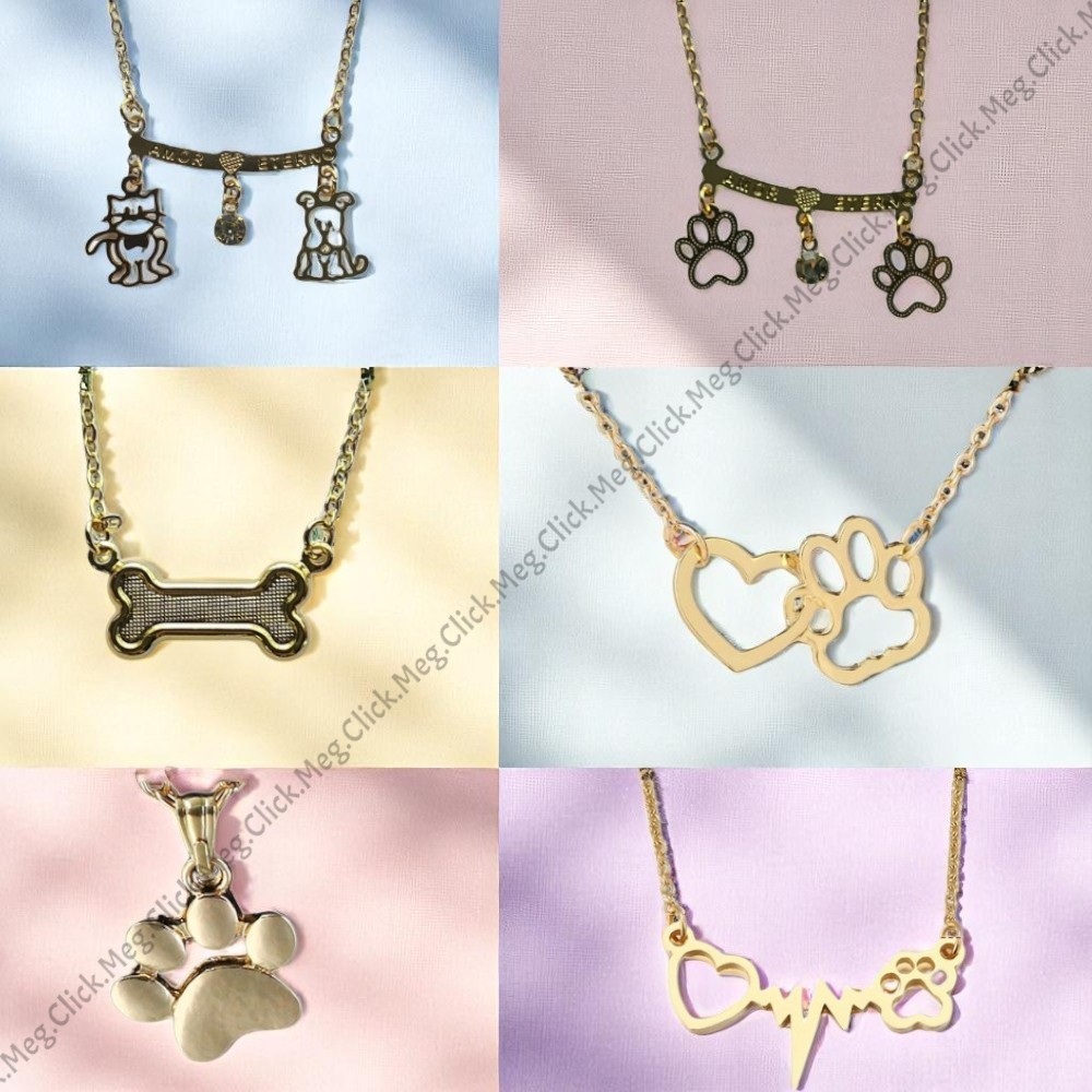 Colar para Mães de Pets | Corrente com Pingente Coração Patinha – Folheado Dourado em Oferta na Shopee