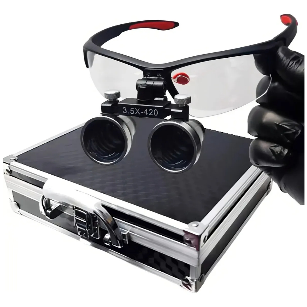 Lupa de Precisão Óculos Ampliação Binocular Profissional Luz LED Maleta Lupa de Cabeça Super Zoom