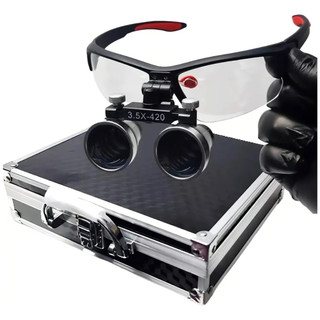 Lupa de Precisão Óculos Ampliação Binocular Profissional Luz LED Maleta Lupa de Cabeça Super Zoom