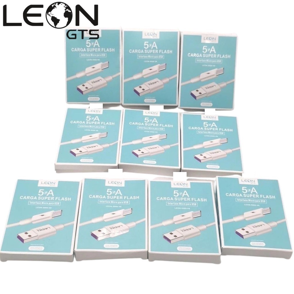 KIT 10/KIT 6 Cabo Celular Carregamento V8 Rápido e Turbo Tipo-V8 LEON-5066 da LEON GTS em Oferta na Shopee