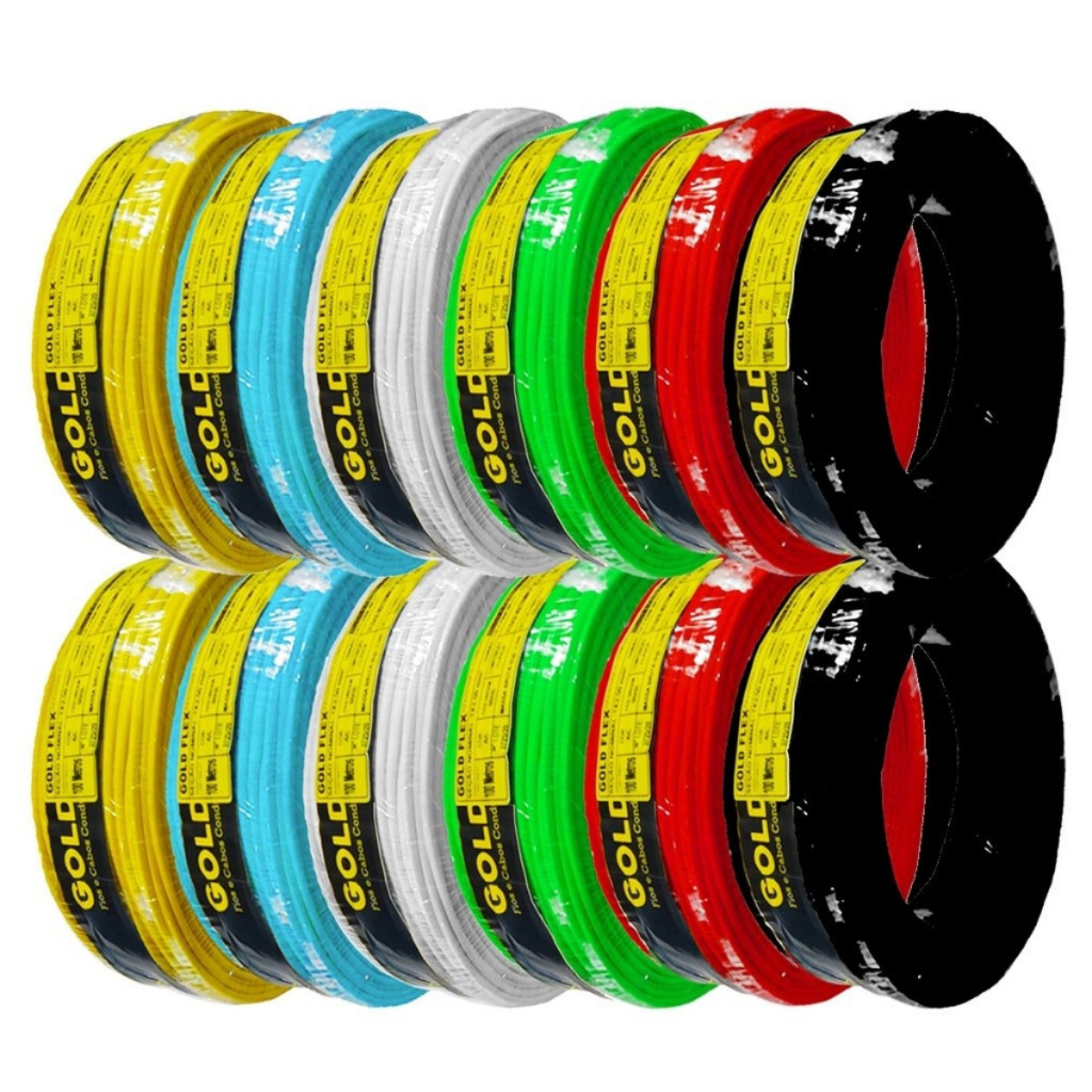 Fio Elétrico Cabo Flexível Goldflex 4mm Rolo C/ 50 ou 100 Metros