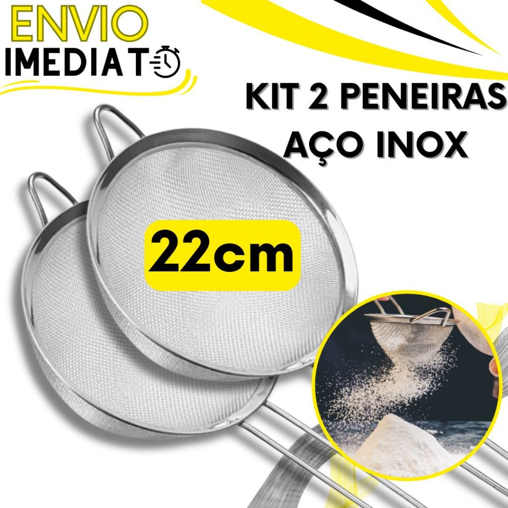 KIT 1/2 Unid Peneira Coador Manual GRANDE 22cm 12cm Aço Inox Resistente Para Cozinha Casa Restaurante Doce Óleo Farinha em Oferta na Shopee