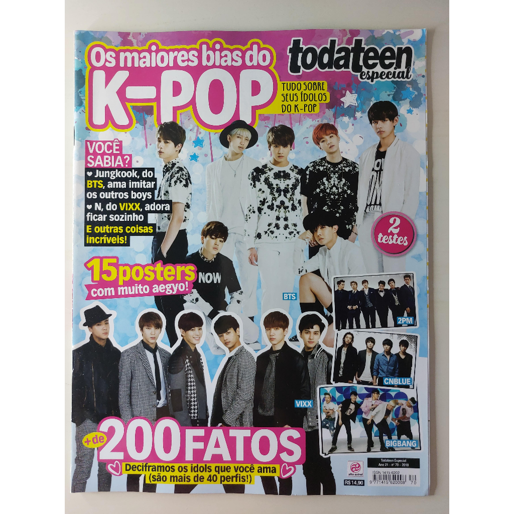 Revista Todateen Especial Bias do K-pop Nº 70 BTS VIXX BIGBANG Exo Got7 Seventeen TVXQ Monsta X 2PM CNBLUE Super Junior