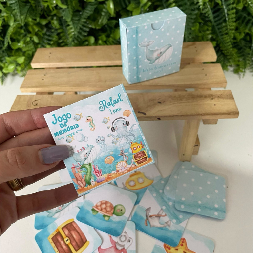 Kit Jogo da Memória Personalizado Fundo do Mar Menino I Kit Lembrancinha I Lembrancinhas para festa em Oferta na Shopee