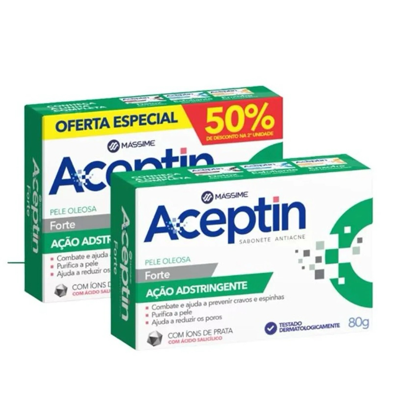 kit 2X Sabonete Aceptin Forte 80g Ação adstringente