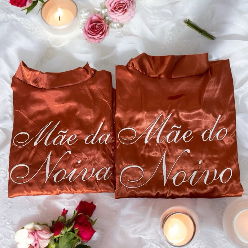 Kit 2 Robes de Cetim Personalizado - 1 Tamanho Plus Size e 1 Tamanho P ao GG em Oferta na Shopee