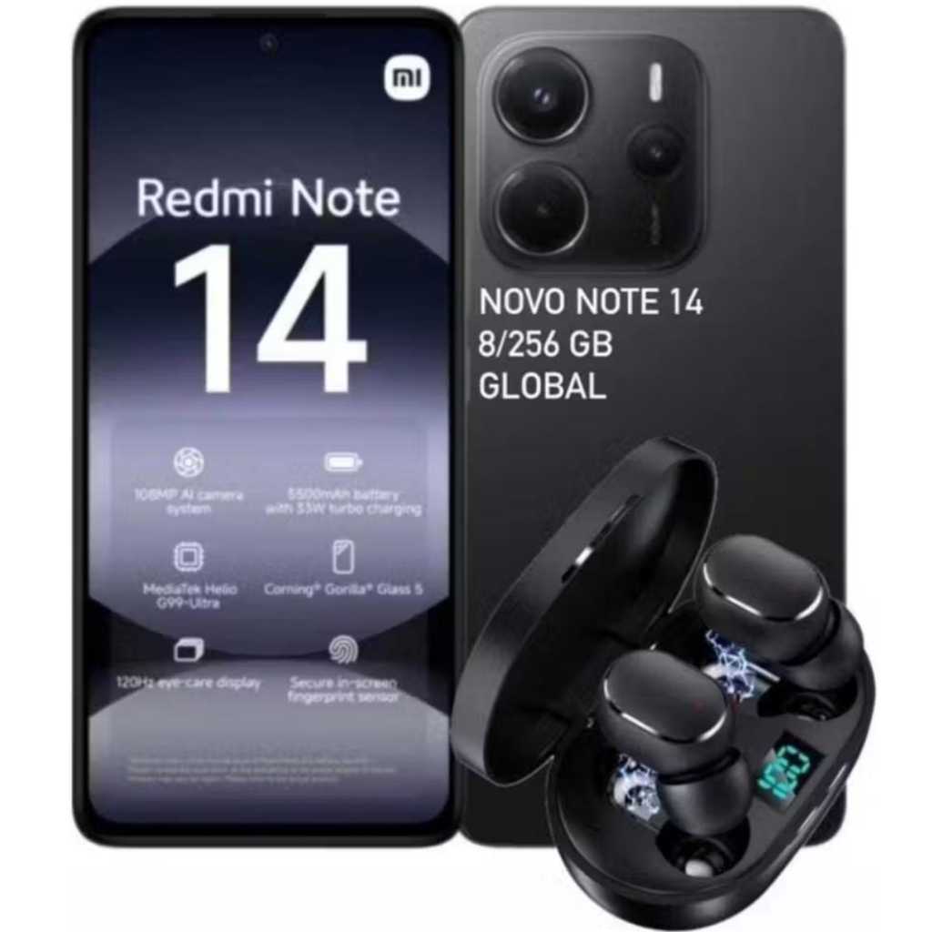 Smartphone Xiaomi Redmi Note 14 4G 256GB 8GB RAM Lançamento 2025 Dual SIM Tela 6.67 +NF +B...