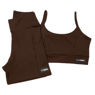 Conjunto Fitness - Shorts com bolso e Top de alça em Oferta na Shopee