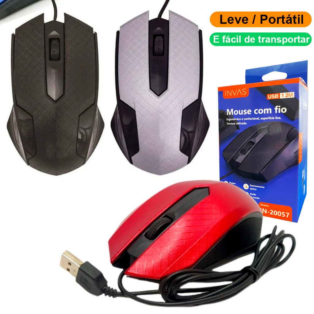 Mouse Usb Com Fio Gamer Para Jogo DPI Óptico com LED RGB USB IN-20057
