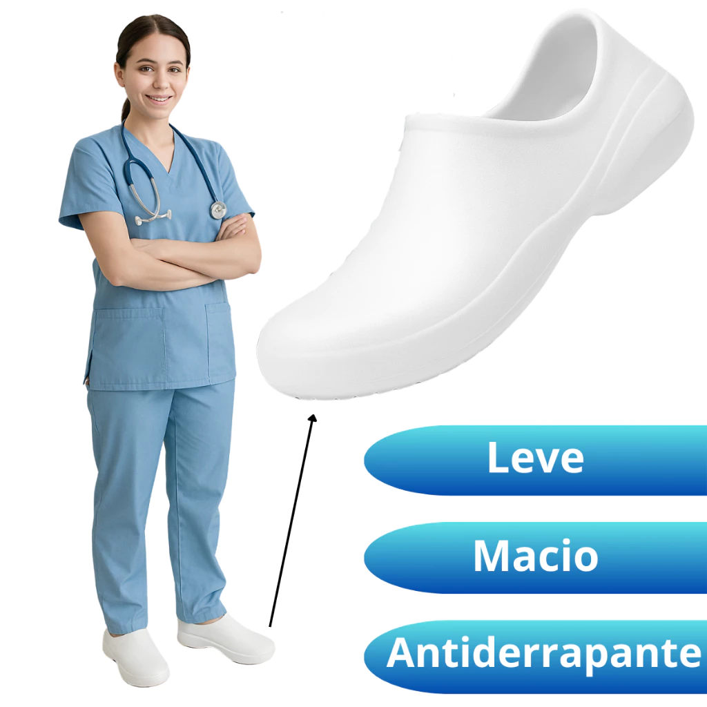 Sapato Para Enfermeira Profissional Antiderrapante Babuche Enfermagem Fechado Cozinha Confortável — imagem 1