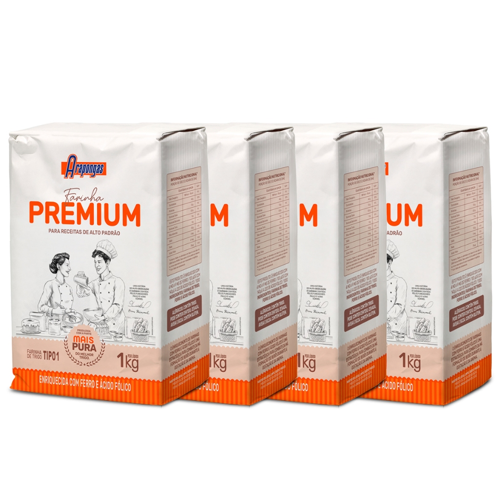 Kit 4 un Farinha de Trigo Especial Arapongas Premium 1kg+ brinde surpresa
